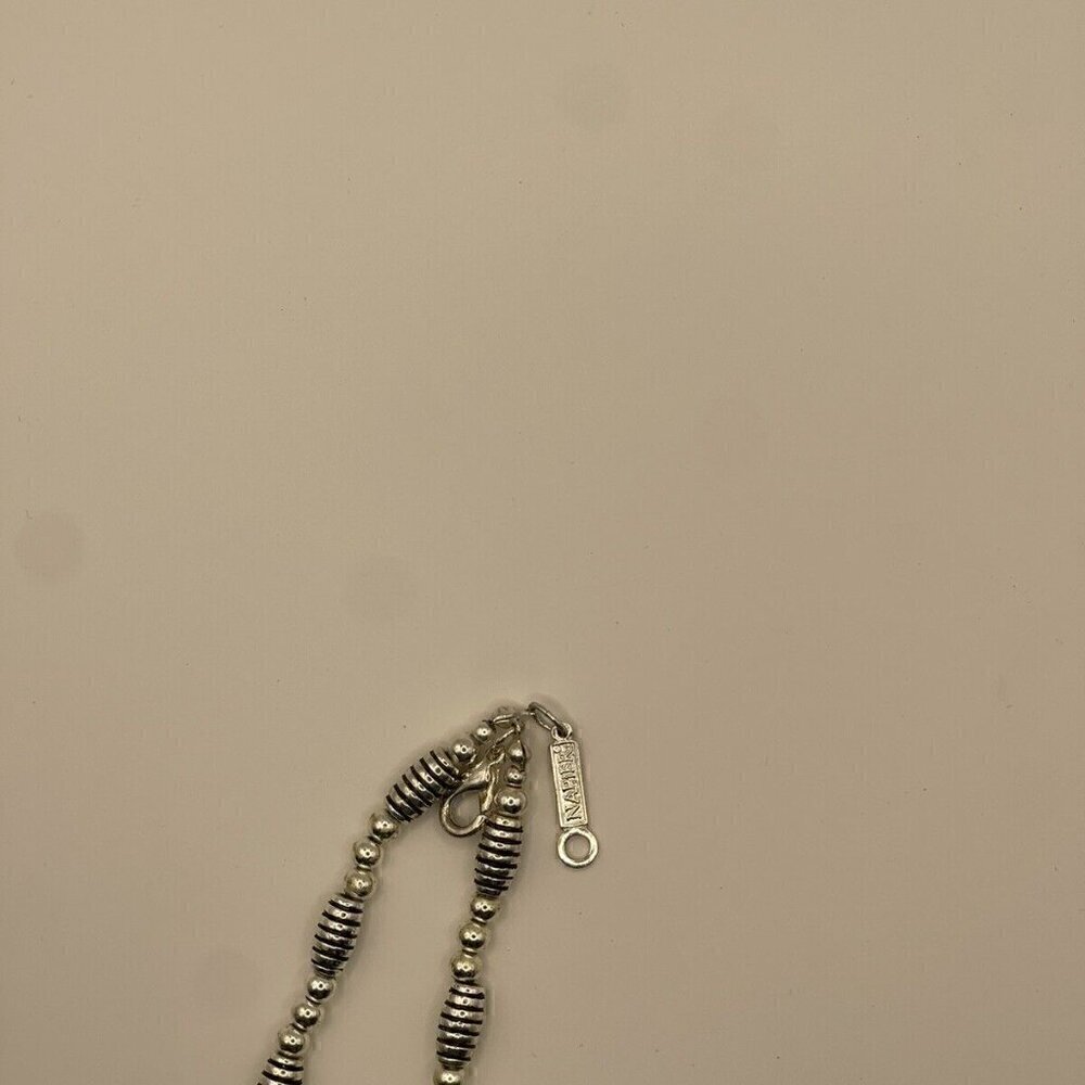 Napier Cross Pendant Vintage Beaded Silver Tone Necklace 17.5” Vtg Clean Charm - Picture 5 of 10